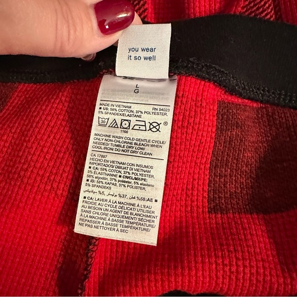 OLD NAVY L Red Black Buffalo Plaid Waffle Pajama Pants R $29 - Picture 8 of 9